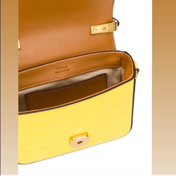 Chloé Mini C Yellow Croc Embossed Crossbody Bag - Picture 5 of 16